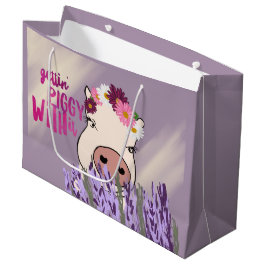 Bolsa De Regalo Grande Bolso púrpura del regalo del campo del cerdo y de
