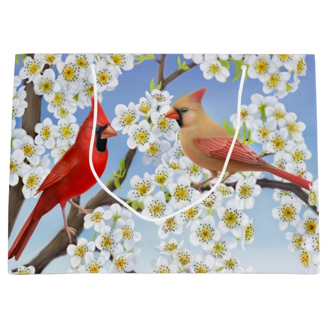 Bolsa De Regalo Grande Bolso rojo cardinal septentrional del regalo de (Anverso)