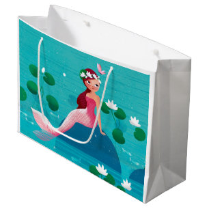 Bolsa De Regalo Grande Bolso rosado del regalo de la sirena