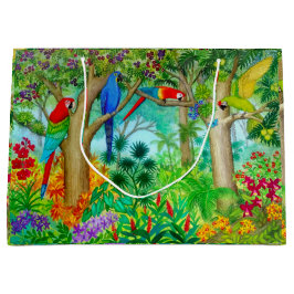 Bolsa De Regalo Grande Bolso tropical del regalo de la selva del Macaw