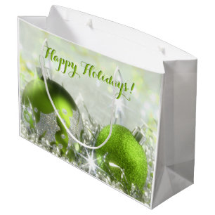 Bolsa De Regalo Grande Bolso verde y de plata del regalo del navidad