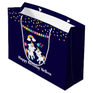 Bolsa De Regalo Grande Bonito baile Unicornio cumpleaños mágico arcoiris