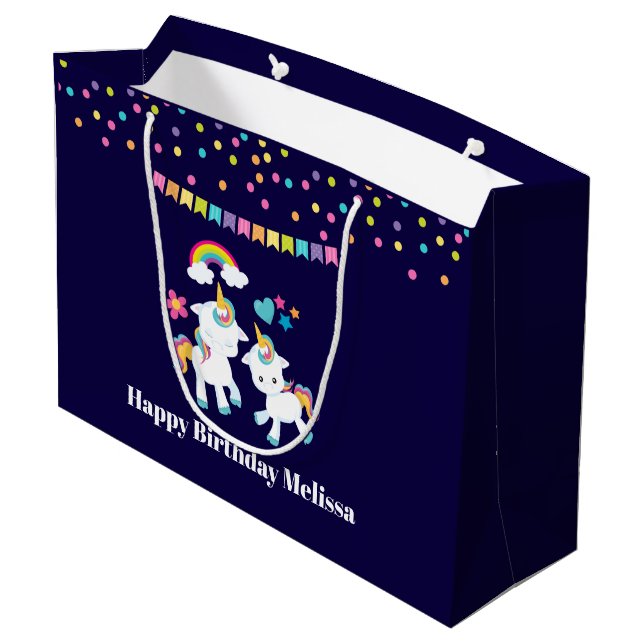 Bolsa De Regalo Grande Bonito baile Unicornio cumpleaños mágico arcoiris (Angulo reverso)