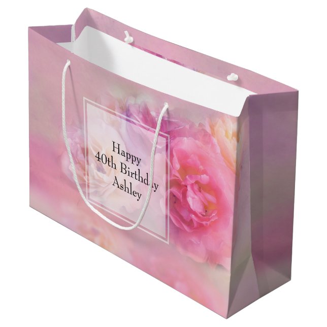 Bolsa De Regalo Grande Bonito Carnations Elegante foto Cumpleaños (Angulo Anverso)