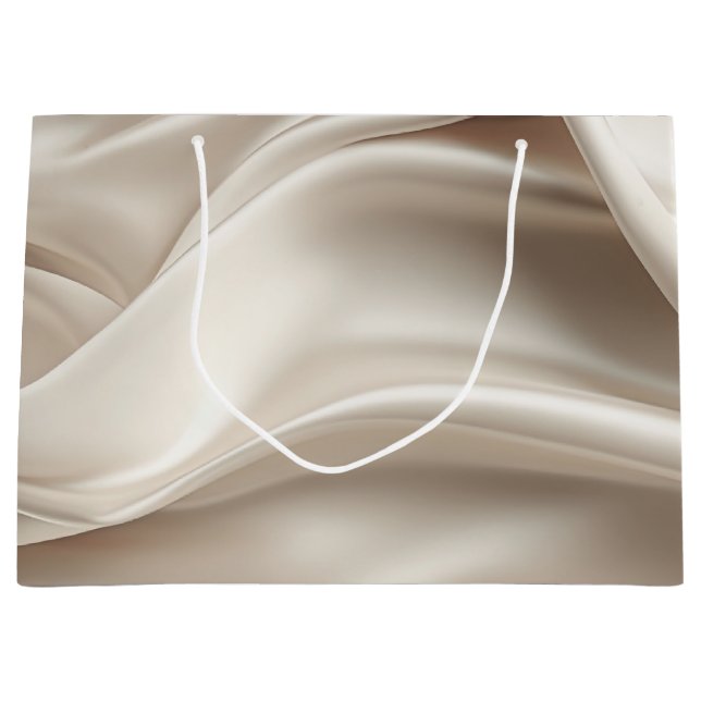 Bolsa De Regalo Grande Bonito Champagne Gold Romantic Faux Satin (Anverso)