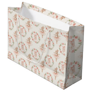 Bolsa De Regalo Grande bonito conejo de bailarina y flores