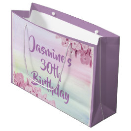 Bolsa De Regalo Grande Bonito Pink Hydrangea Watercolor