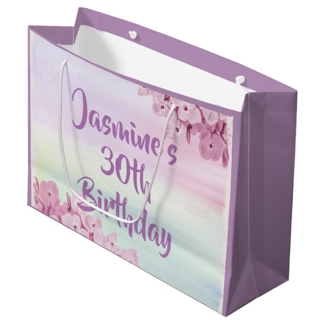 Bolsa De Regalo Grande Bonito Pink Hydrangea Watercolor (Angulo Anverso)