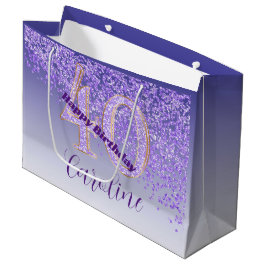 Bolsa De Regalo Grande Bonito Purpurina morado 40 cumpleaños