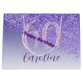 Bolsa De Regalo Grande Bonito Purpurina morado 60 cumpleaños