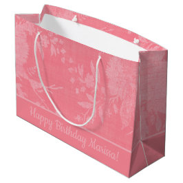 Bolsa De Regalo Grande Bonito rosado sobre patrón floral rosado
