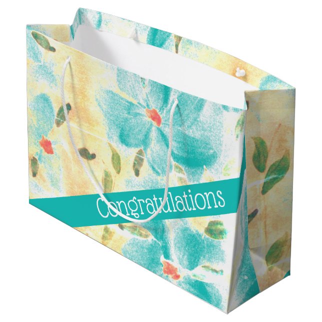 Bolsa De Regalo Grande Bonito Verde azulada florida (Angulo reverso)