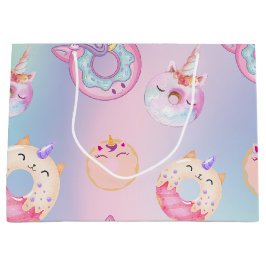 Bolsa De Regalo Grande Bonos de arcoiris de colores pastel de Unicornios