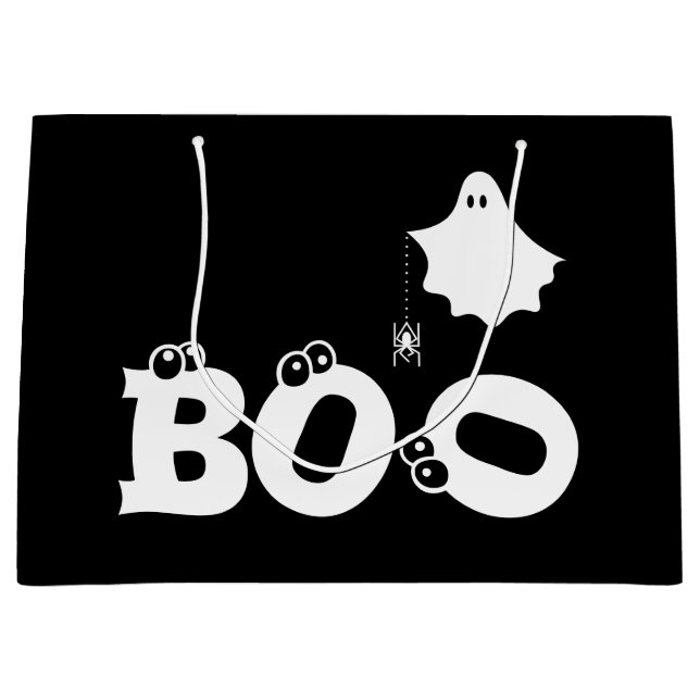 Bolsa De Regalo Grande Boo Black and White Funny Halloween Ghost Spider (Anverso)