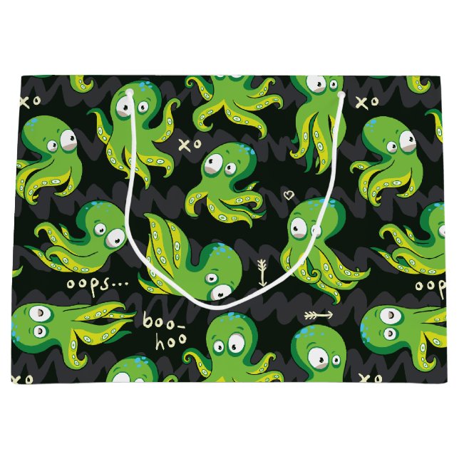 Bolsa De Regalo Grande Boo Octopus Green Kids Clothing & Décing (Anverso)
