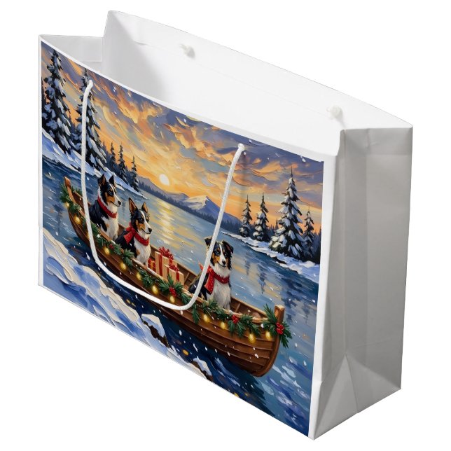 Bolsa De Regalo Grande Border Collie Christmas Boat Holiday (Angulo Anverso)
