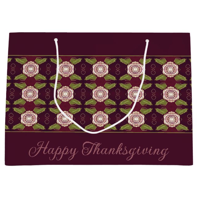 Bolsa De Regalo Grande Borgoña con patrón floral (Anverso)