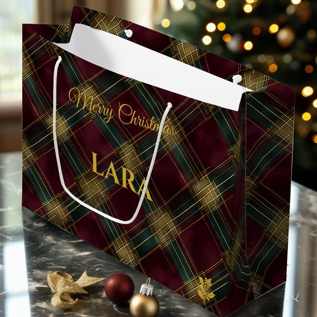 Bolsa De Regalo Grande Borgoña, verde y oro cruzan a Personalizado (Subido por el creador)