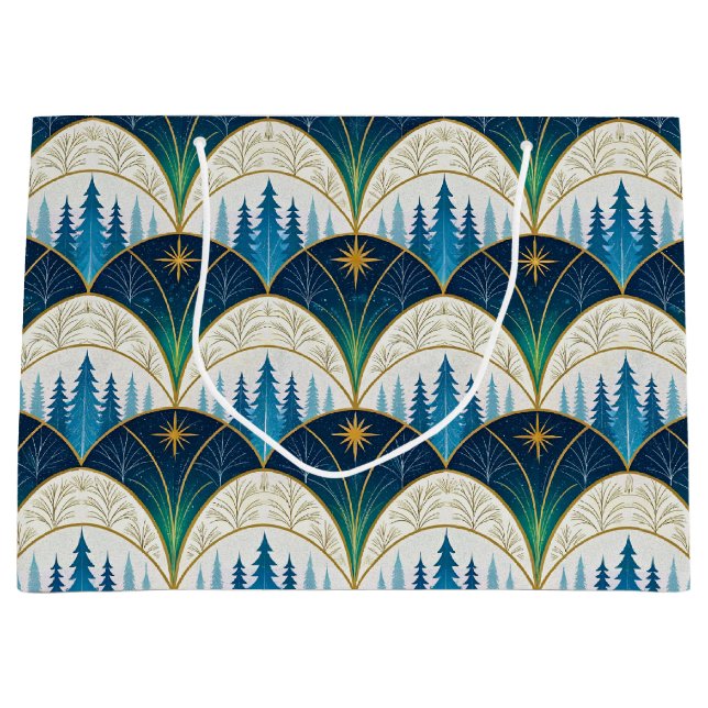Bolsa De Regalo Grande Bosque celestial Art Deco de vacaciones  (Anverso)
