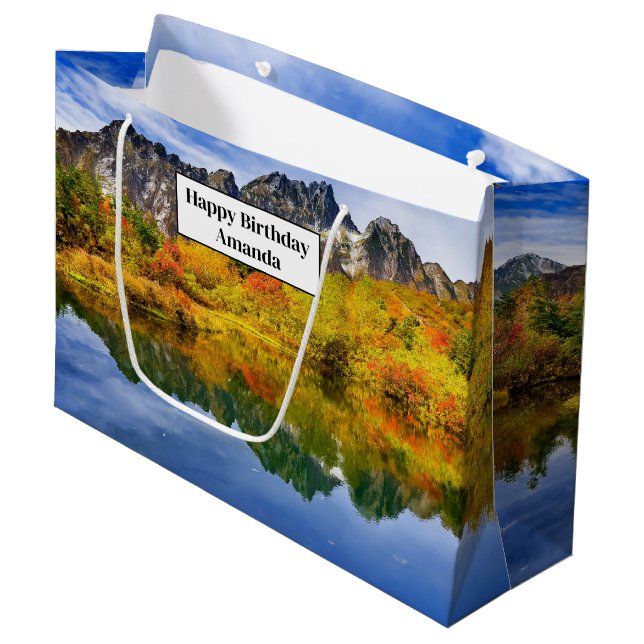 Bolsa De Regalo Grande Bosque paisajístico panorámico y montañas Cumpleañ (Angulo Anverso)