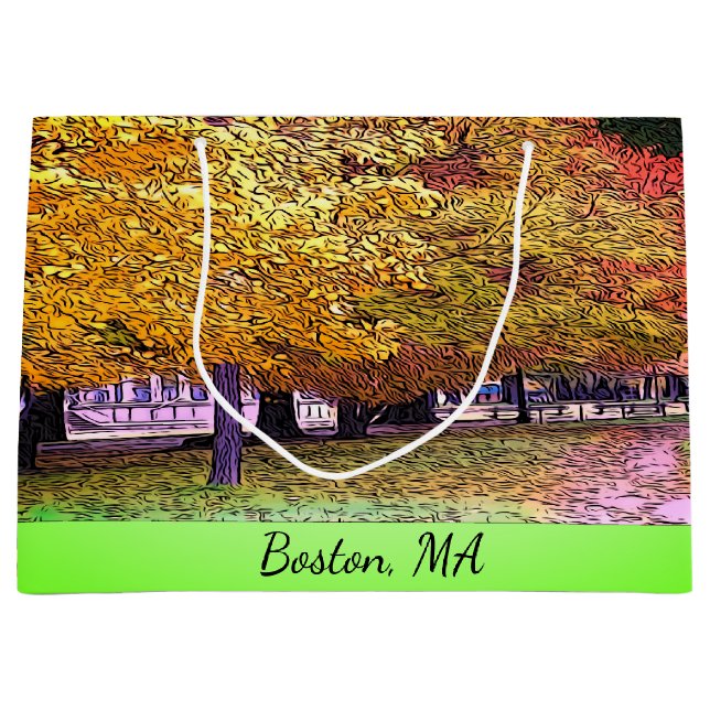 Bolsa De Regalo Grande Boston, Massachusetts Fall Foliage (Anverso)