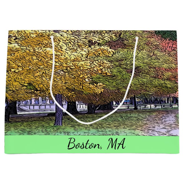 Bolsa De Regalo Grande Boston, Massachusetts Fall Foliage (Anverso)