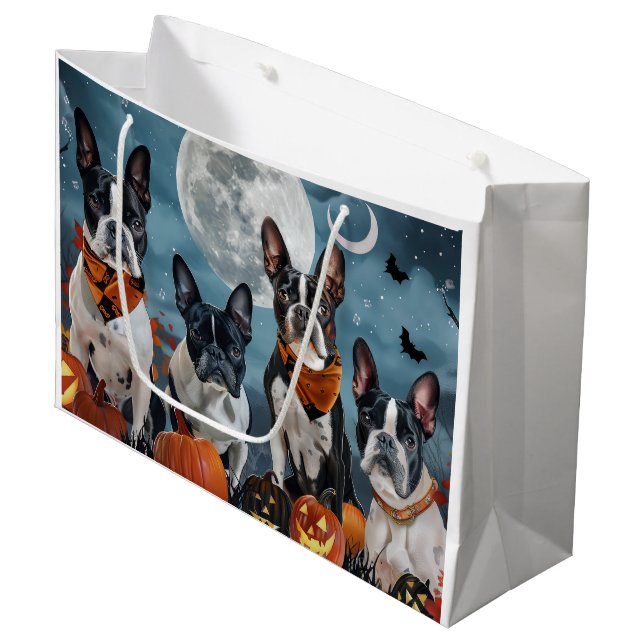 Bolsa De Regalo Grande boston terrier Halloween Spooky (Angulo Anverso)