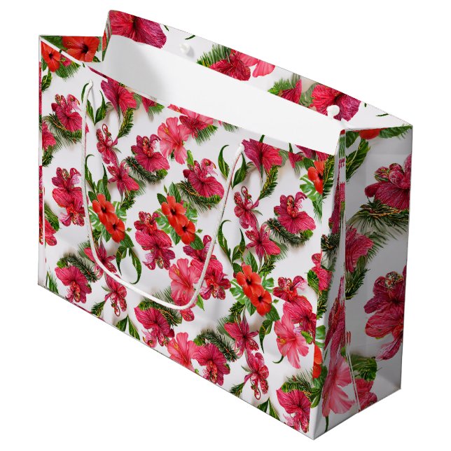 Bolsa De Regalo Grande Botánicos tropicales rojos y rojos vivos (Angulo Anverso)