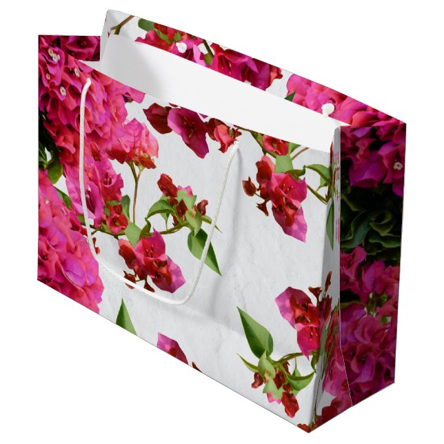 Bolsa De Regalo Grande Bougainvillea Floral Mediterráneo Isla Griega (Angulo Anverso)