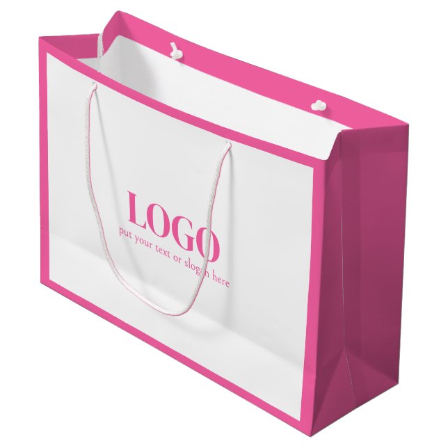 Bolsa De Regalo Grande Boutique personalizada rosa linda (Angulo Anverso)