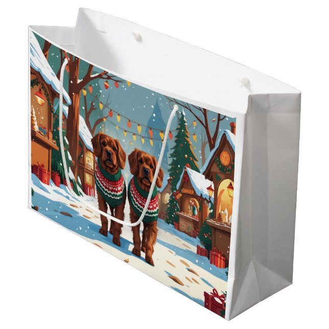 Bolsa De Regalo Grande Bouviers des Flandres Dogs Christmas Snow Holiday  (Angulo Anverso)