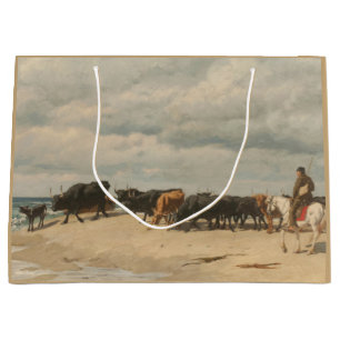 Bolsa De Regalo Grande Bovino a orillas del mar (por Eugène Burnand)