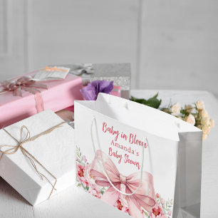 Bolsa De Regalo Grande Bow Baby en Bloom Flores Rosadas Baby Shower