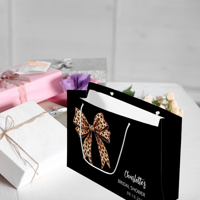 Bolsa De Regalo Grande Bow leopard print black Bridal Shower (Subido por el creador)