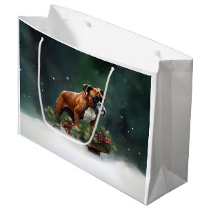 Bolsa De Regalo Grande Boxeador Navidad nieve invierno