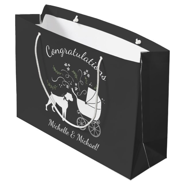 Bolsa De Regalo Grande Boxer Dog Baby Shower Puppy Grey (Angulo reverso)