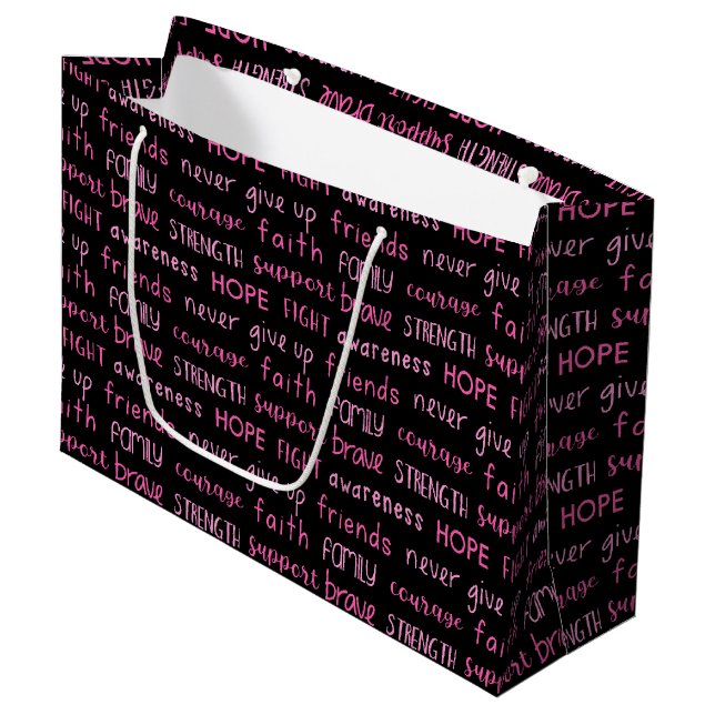 Bolsa De Regalo Grande Breast Cancer Awareness Word Pattern (Angulo Anverso)