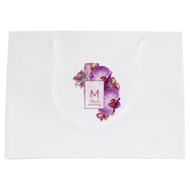 Bolsa De Regalo Grande Bridesmaid Gift Orchids Florales (Anverso)
