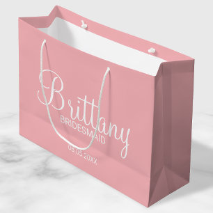 Bolsa De Regalo Grande Bridesmaids personalizada de Rubor Pink