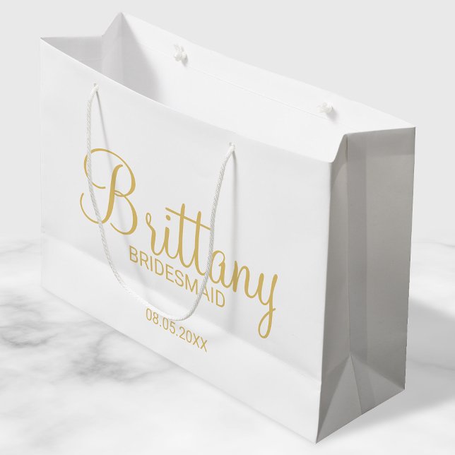 Bolsa De Regalo Grande Bridesmaids personalizadas de blanco y oro moderno (Subido por el creador)