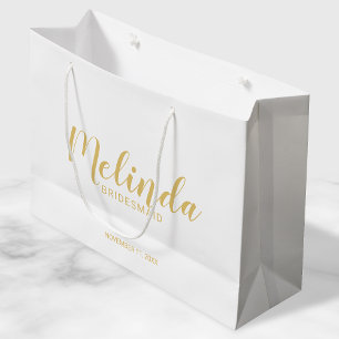 Bolsa De Regalo Grande Bridesmaids personalizadas de oro con guión modern