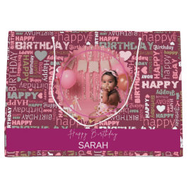 Bolsa De Regalo Grande Bright Happy Birthday Pattern Background Gift Bag