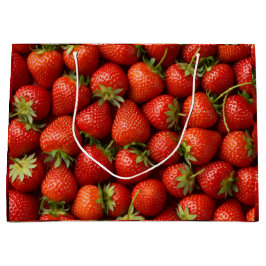 Bolsa De Regalo Grande Bright Red Summer Strawberry Harvest Pattern