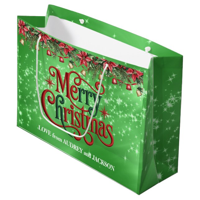 Bolsa De Regalo Grande Brillante Navidad Verde (Angulo Anverso)