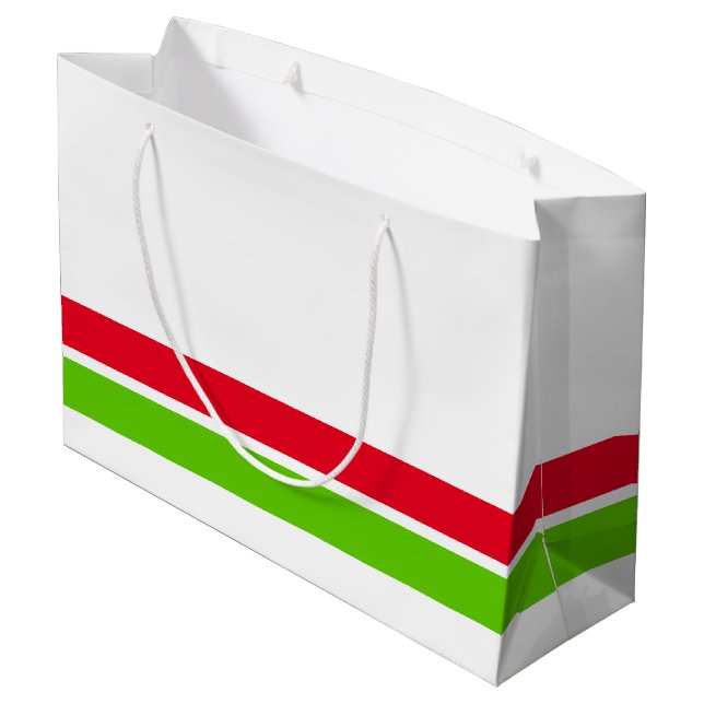 Bolsa De Regalo Grande Brillantes Festividades De Carreras Verde Rojo En  (Angulo reverso)