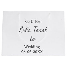 Bolsa De Regalo Grande Brindemos por la boda nombre fecha pareja sencilla