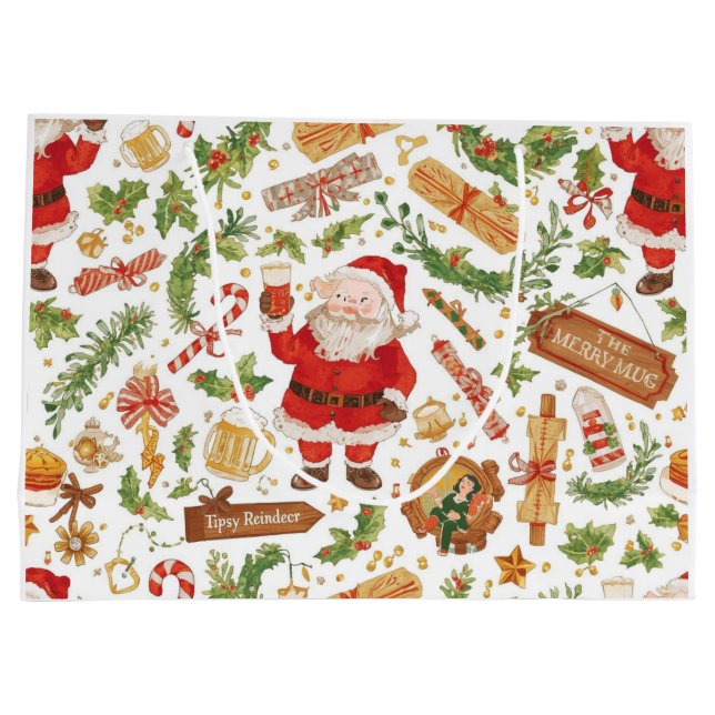 Bolsa De Regalo Grande British Christmas Wrapping Paper Santa Claus (Reverso)