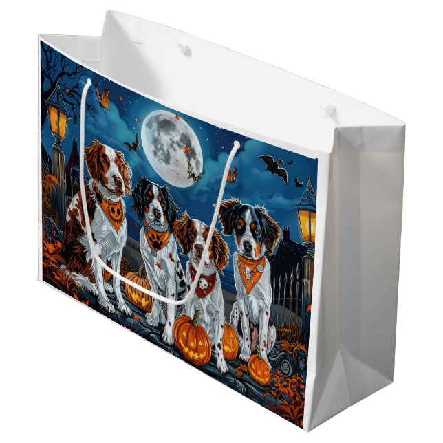 Bolsa De Regalo Grande Brittany Spaniel Halloween Spooky (Angulo Anverso)