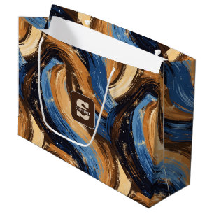 Bolsa De Regalo Grande Brochas de broche de abstracto de curry en azul y 