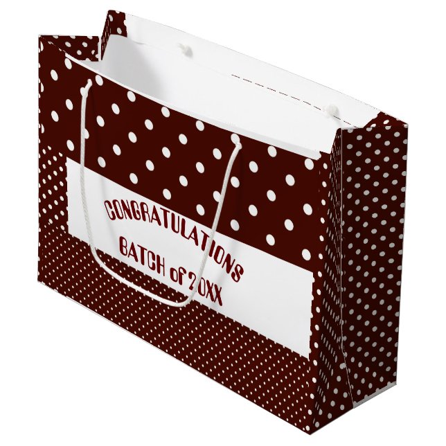 Bolsa De Regalo Grande Brown Felicitaciones College Graduation Polka Dot (Angulo Anverso)